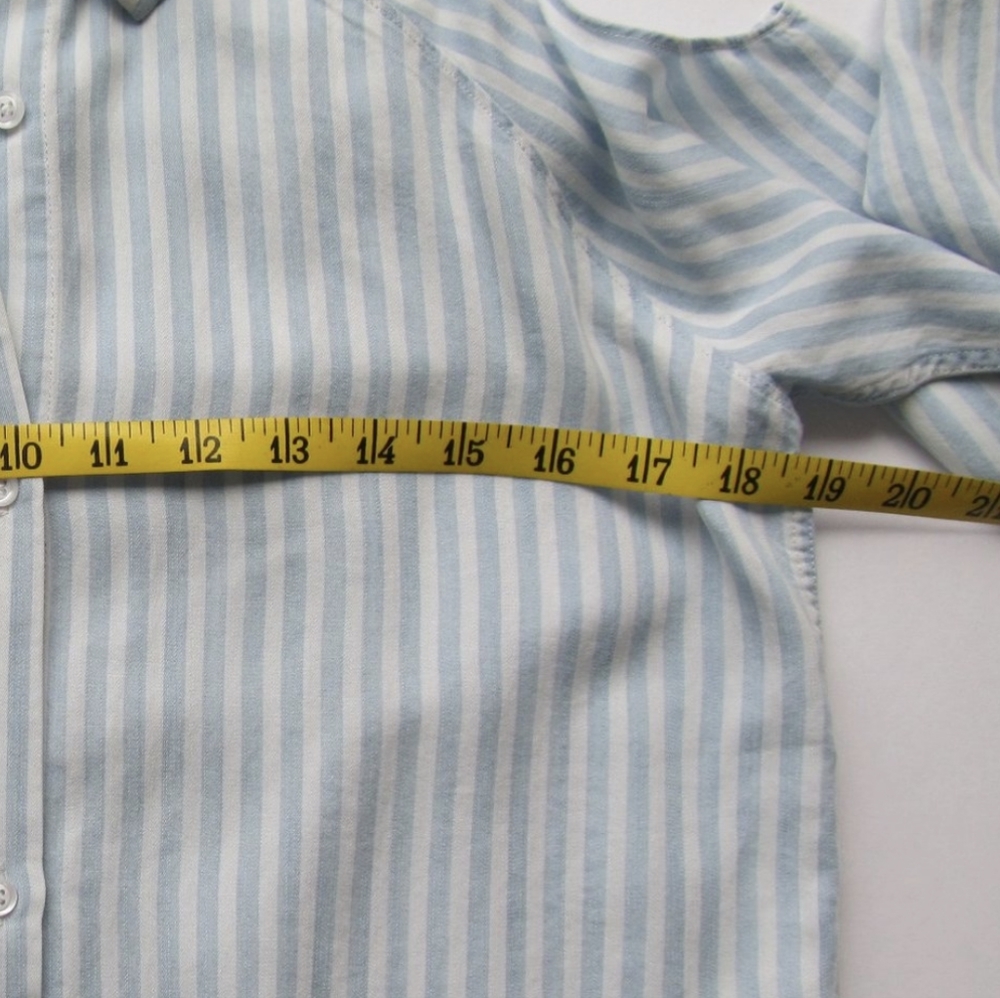 Rails Sadie Cold Shoulder Blue White Striped Shirt - Size 12 - Picture 7 of 11